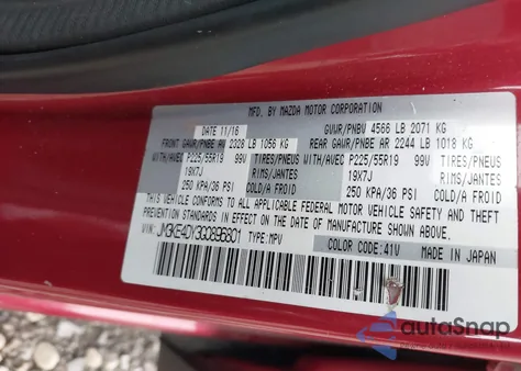 2016 Mazda Cx-5 Grand Touring из США, поврежденный, VIN JM3KE4DY3G0896801